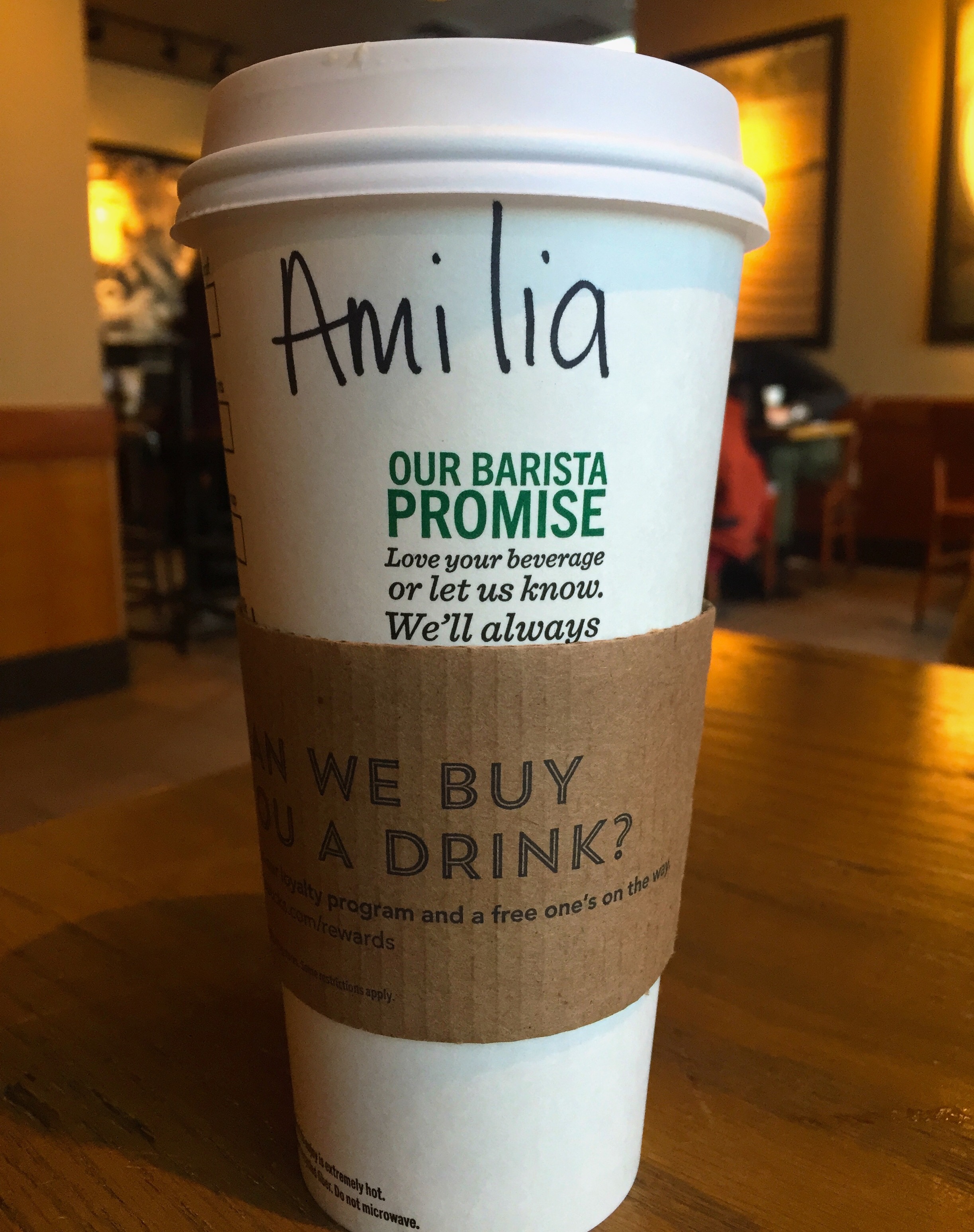 Starbucks, does ANYONE spell Amelia like this?