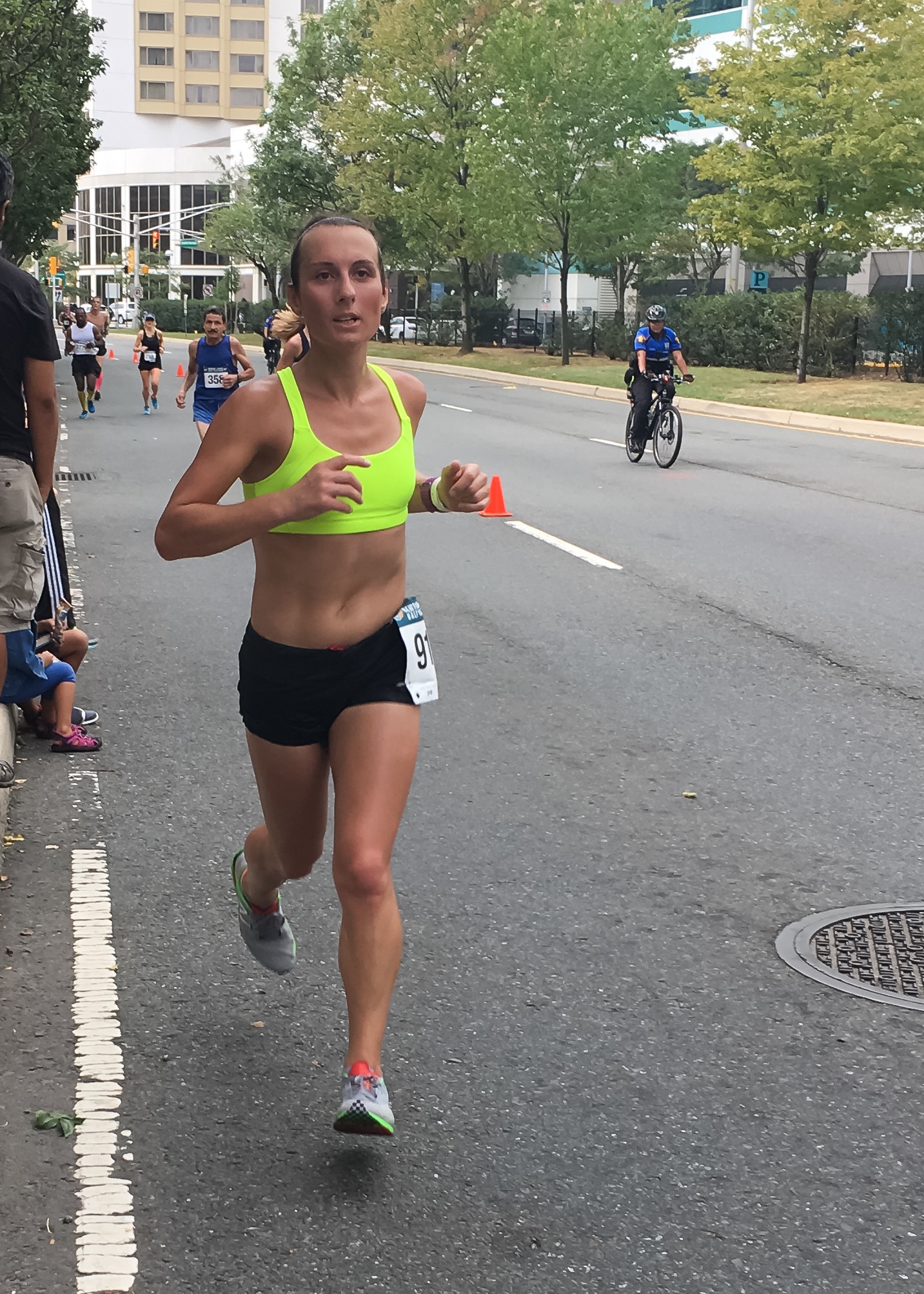 Running a new half marathon PR in just a sports bra!